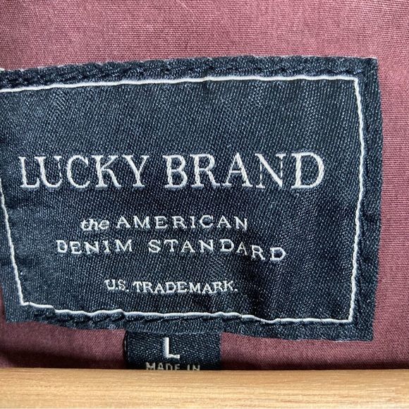 Lucky Brand Utility Cargo Jacket Womens Large Burgundy Cotton Zip And Buttons - Picture 12 of 14